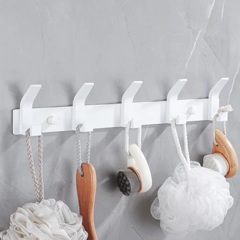 สีขาว Coat Rack Wall แขวนเสื้อผ้าห้องน้ําแขวนผ้าเช็ดตัวสีดําบ้านประตู Hooks ห้องครัว Hooks Organizer 1