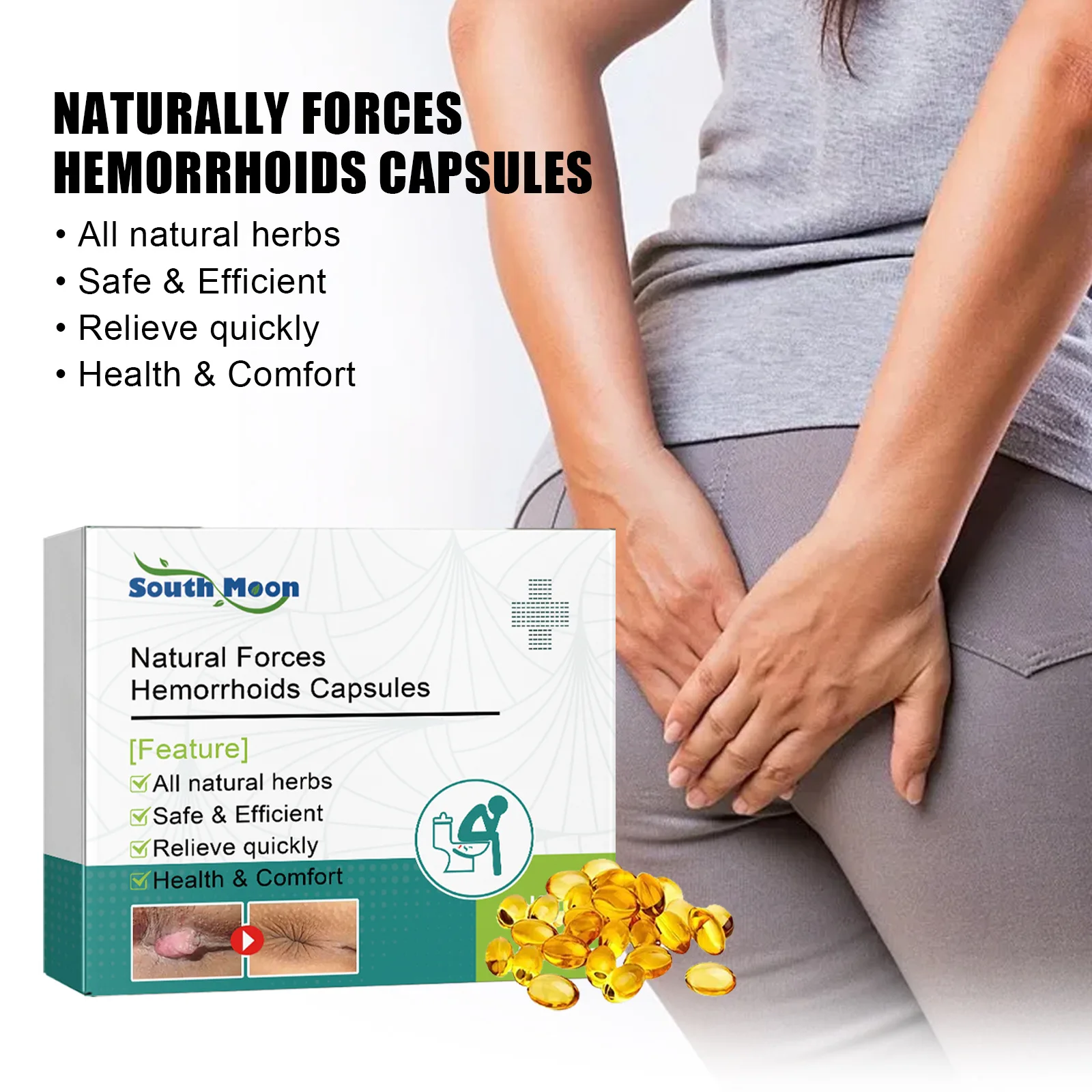 Hemorrhoids Capsules Relieve Swell Bleed Therapy Internal Piles Eliminate Anal Fissure Eliminate Meat Ball Pain Relief Capsules hemorrhoids treatment cream