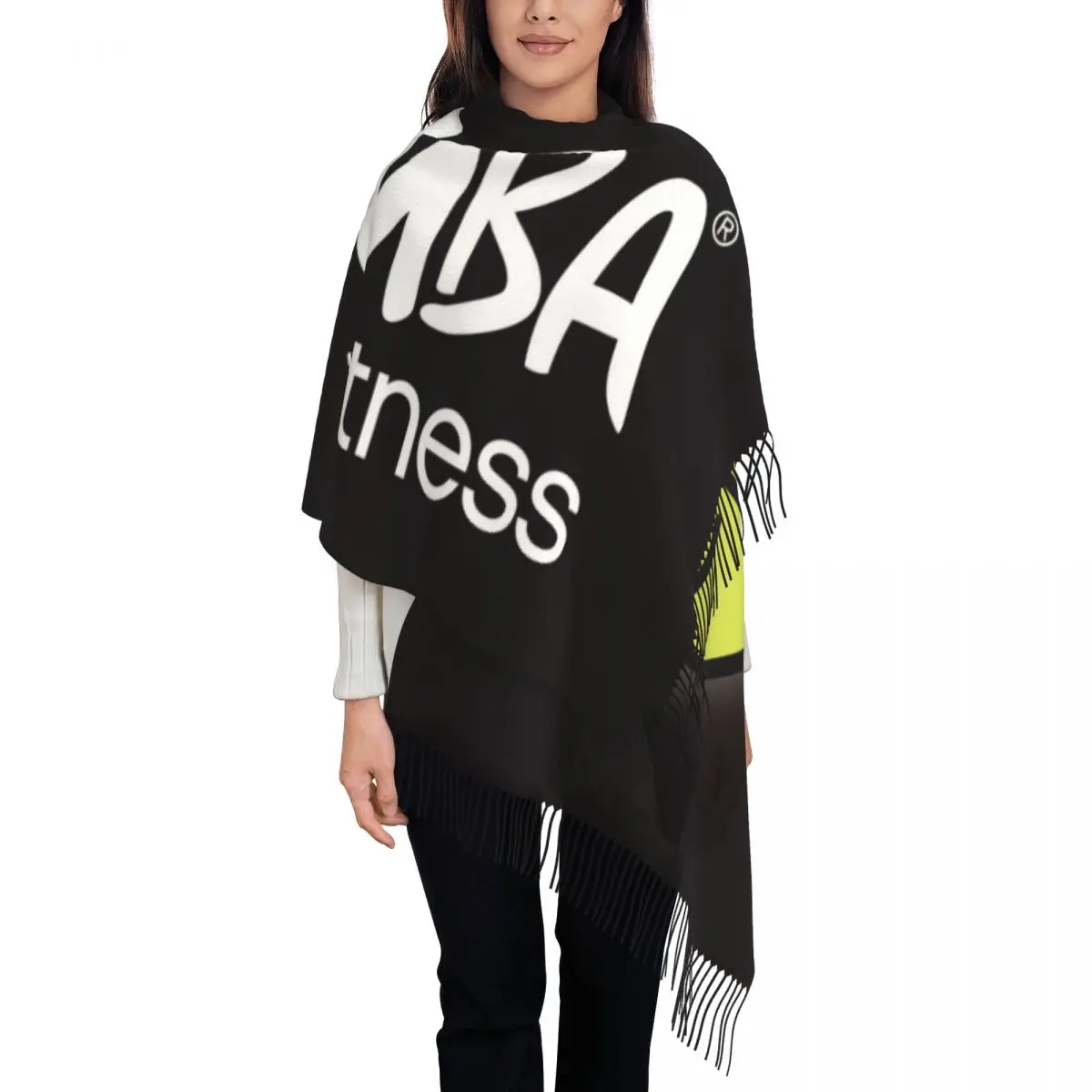 

Stylish Zumba Logo Tassel Scarf Women Winter Fall Warm Shawls Wraps Female Fitness Scarves