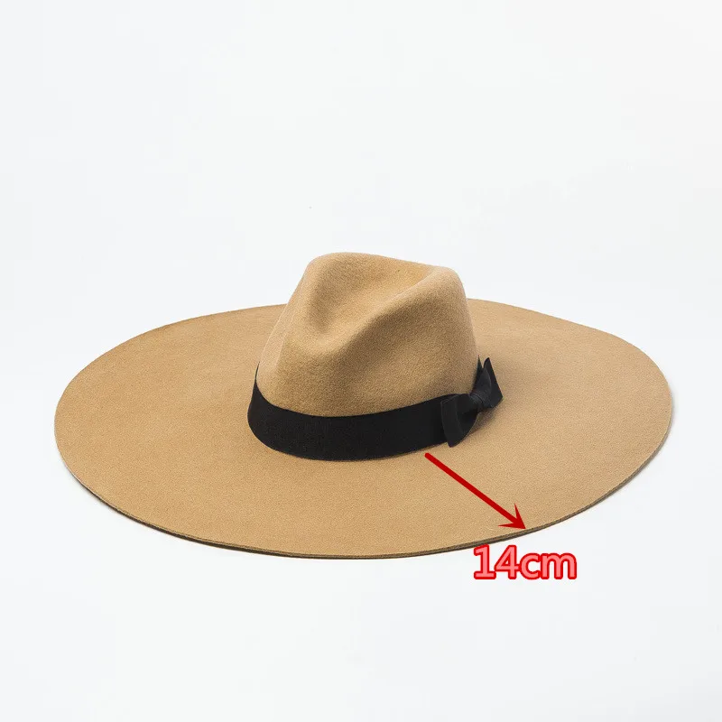 

202309-hh2027B dropshipping British winter wool felt solid wind brim fedoras cap men women panama jazz hat