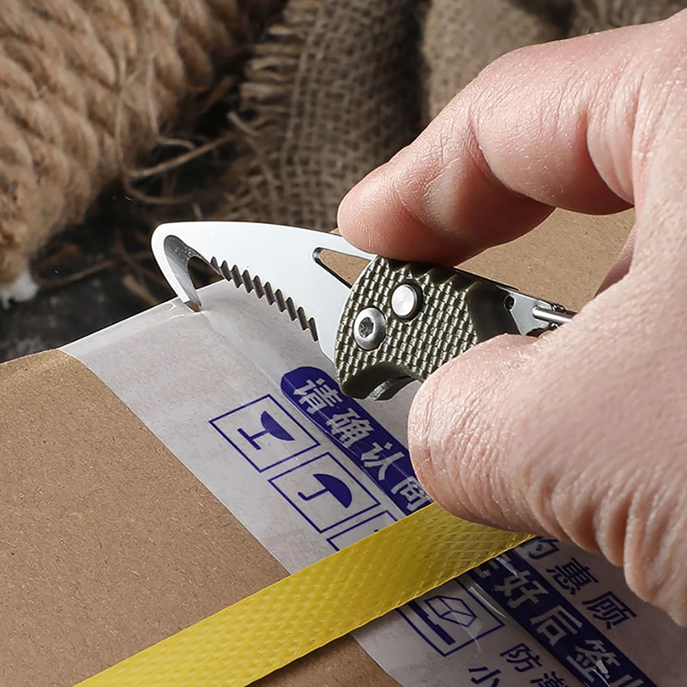 Portable Multifunctional Courier Package Knife Keychain Serrated Hook Portable Unboxing Emergency Survival Tool Opener parcel knife multifunctional folding knife