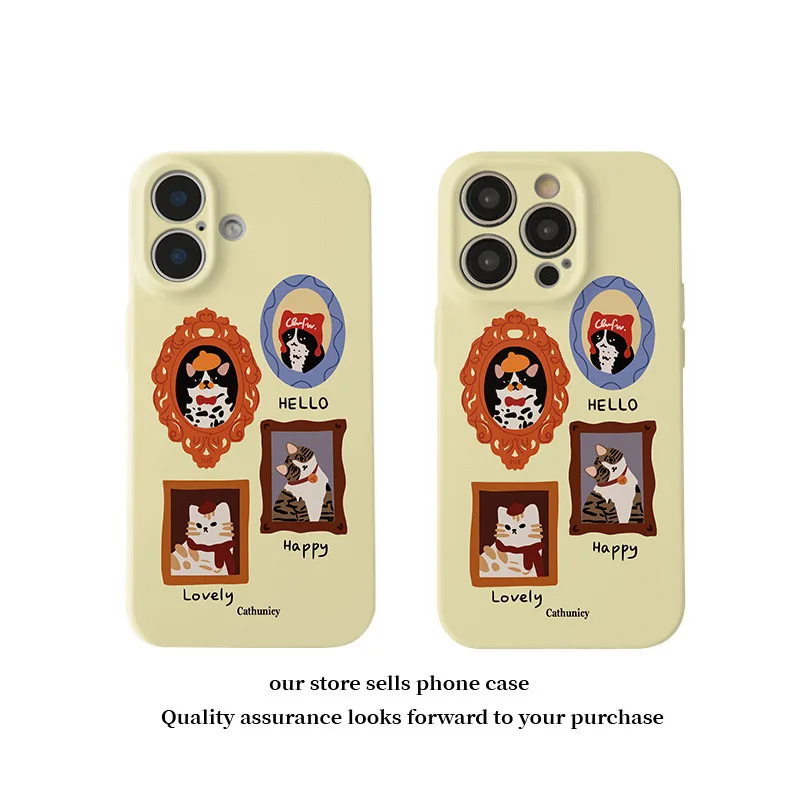 Yellow Cartoon Cat Magnetic Phone Case - Acrylic TPU Hybrid