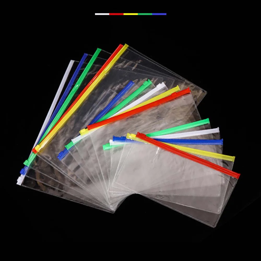 방수 투명 PVC 지퍼 가방, 파일 폴더, 서류 정리 가방, 문구류 가방, 학교 사무용품, A4, A5