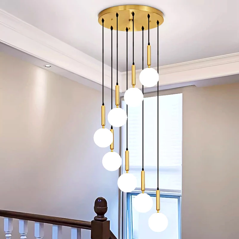 Modern ring stairs led lights pendant light lamps for living room led Chandeliers for dining room hanging light indoor lighting 5