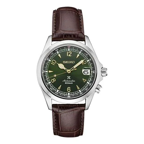 Seiko Prospex "Alpinist" Bussola Quadrante Verde Orologio In Pelle Di Vetro Zaffiro