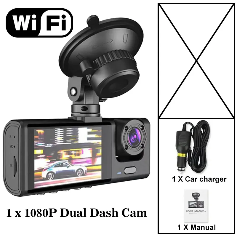 Rideshare Essential: מצלמת רכב מקצועית בעלת 3 ערוצים לכיסוי קדמי, אחורי וקבינה מלאה עם הגנה 24/7.