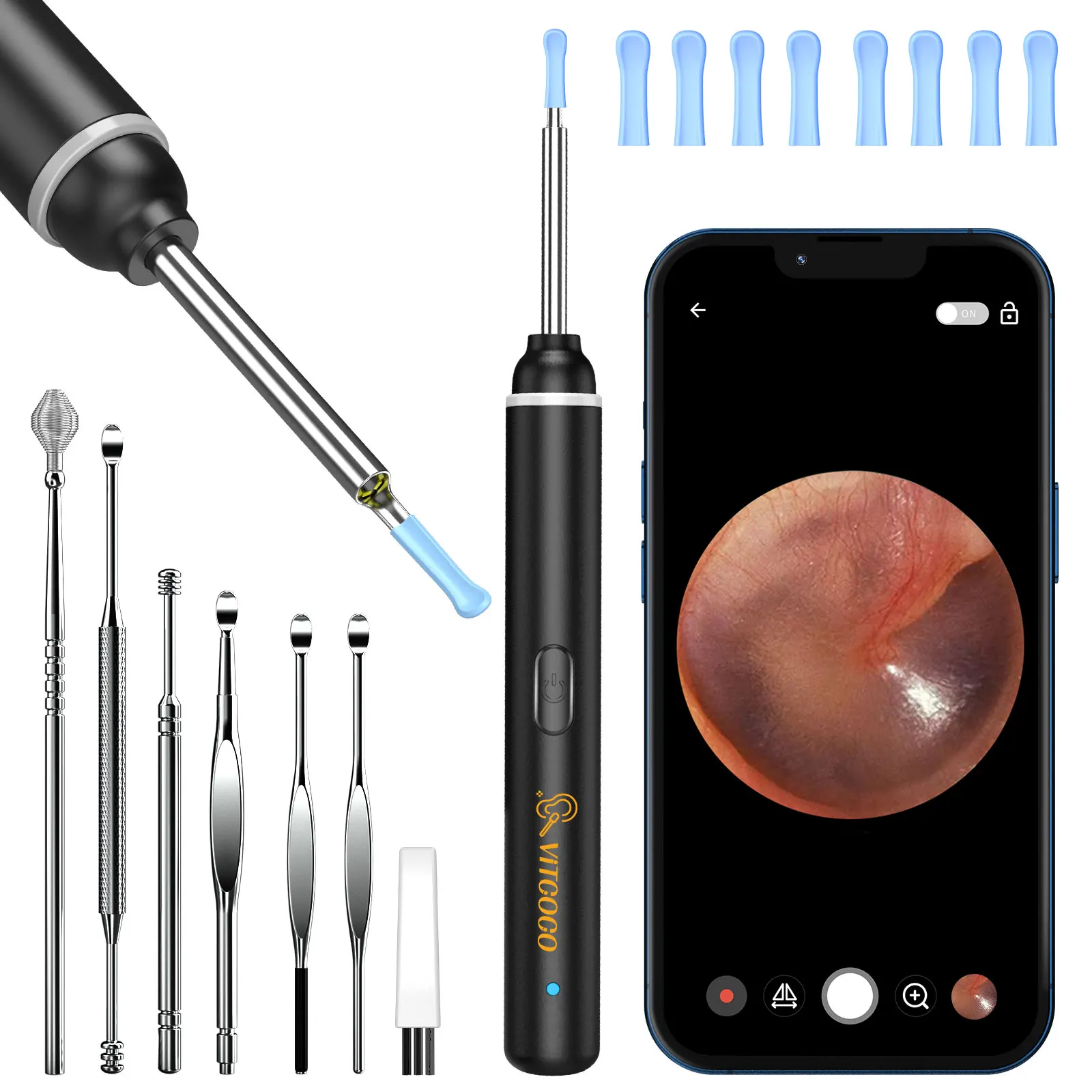 Kit de suppression d'avertissement d'oreille, nettoyeur d'oreille sans fil,  caméra avec 6 lumières LED, kanoscope d'oreille visuel, iPhone, Android,  iPad, 1920P, 3mm - AliExpress