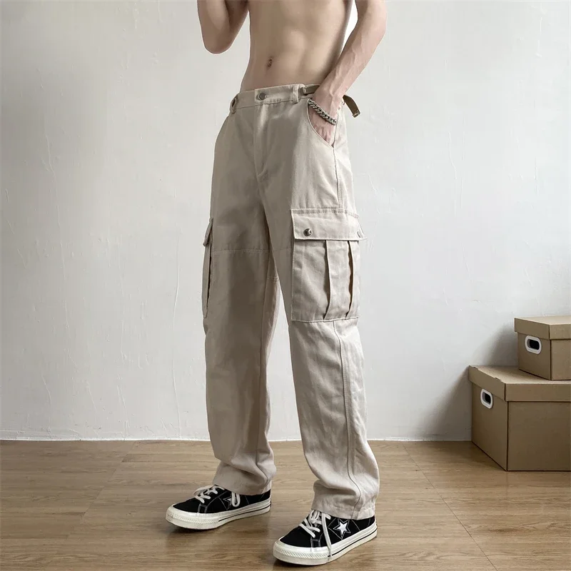 

2024 Men Spring Autumn New Streetwear Joggers Cargo Pants Men's Multi-Pocket Loose Trousers Male Casual Solid Color Pant I691