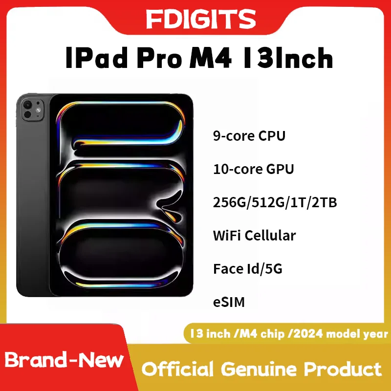 IPad Pro M4 13Inch 256G/512G/1T WiFi Cellular Face ID,eSIM, Original WIFI/5G 10-core CPU 10-core GPU.