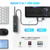 RSHTECH Powered USB Hub 7Port 10Gbps USB 3.2 Type C Individual ON/OFF Switches Adapter Aluminum USB Expander for Laptop PC 5
