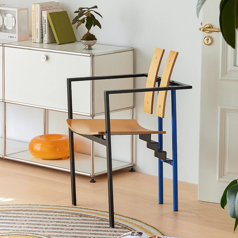 

Backrest Design Dining Chairs Armrest Iron Leisure Household Dining Chairs Scandinavian Muebles Hogar Home Furniture QF50DC