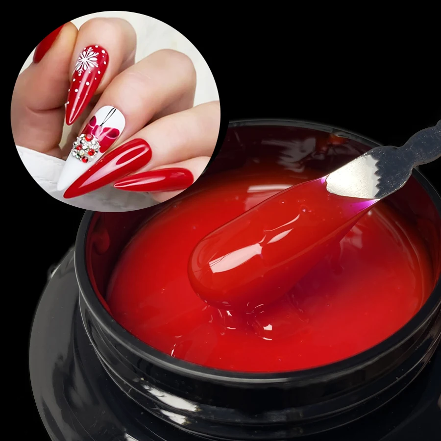 Jillnails 50G Builder Nagelgel Weihnachten Rot Burgund Selbstnivellierendes Medium UV Led Gel 50 ml