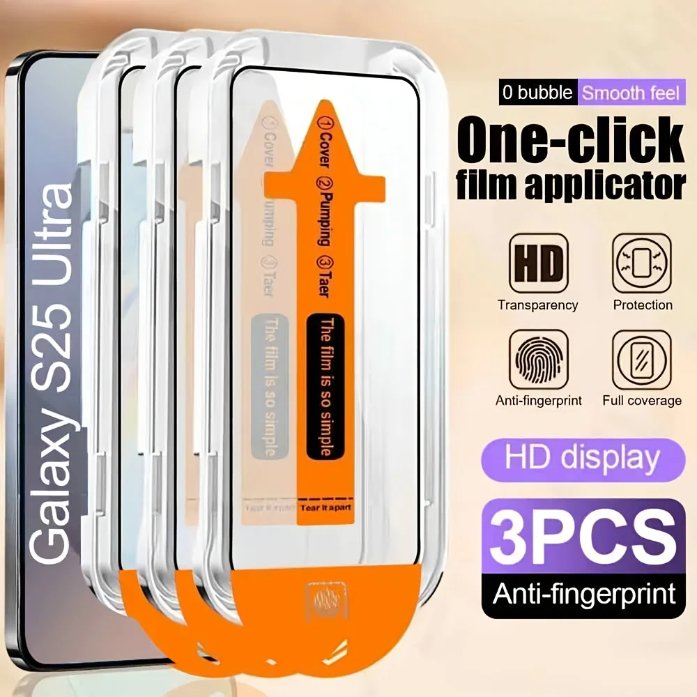 3-Pack Easy-Install HD Tempered Glass Screen Protectors