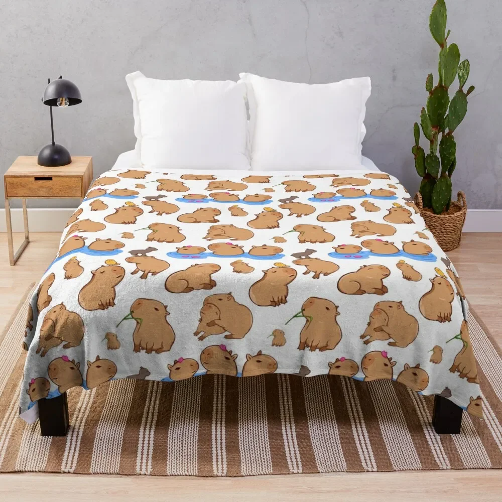 Capybara Pattern Throw Blanket manga Hairys Blankets