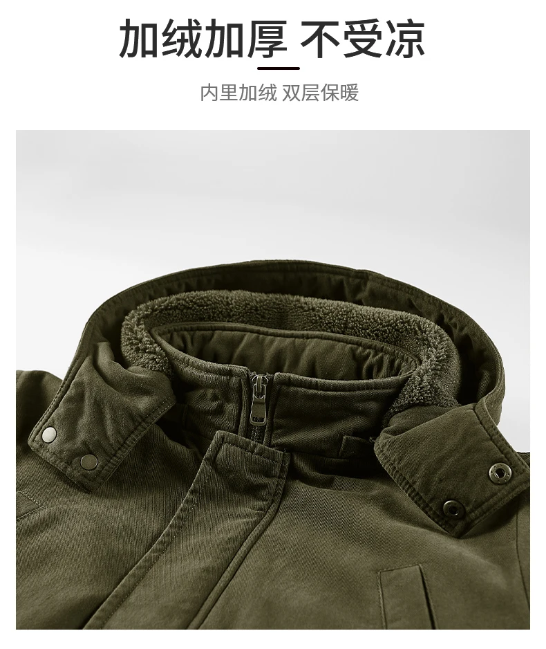 Middle Elderly Mens Pure Cotton Multi Pocket Workwear Jacket Mid Length Loose Windbreaker Spring Autumn Outdoor Windproof Daily