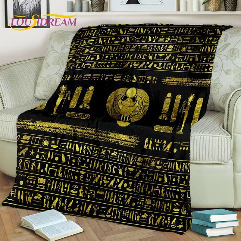 3D Egyptian Hieroglyphics Symbol Pharaoh Blanket,Soft Throw Blanket for Home Bedroom Bed Sofa Picnic Travel Office Cover Blanket 3