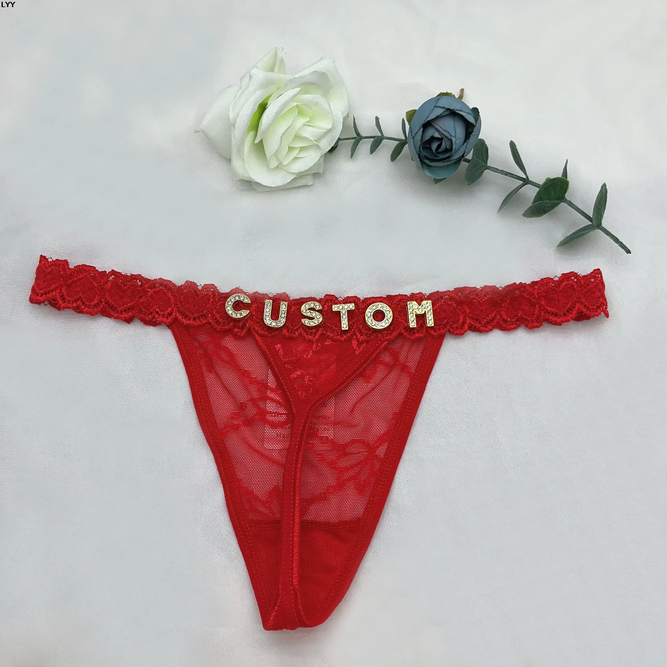Custom Name Thongs Custom String Name Jewelry Sexy Lady Custom Thong Panties For Women Customized Gold Letter Bikini Underwear