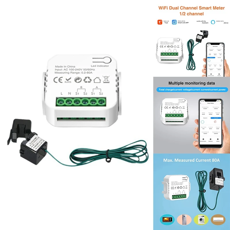 Tuya-Wifi-Smart-Meter--Digital-Energy-Meter--80A-Current-Transformer---Solar-PV-Power-Production-Consumption-Monitor-2CT Y41A