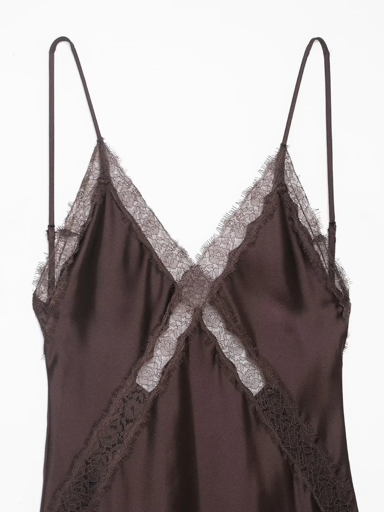 Women's Dress Elegant Midi Silk Satin Lace Dress Female High Waist Slim Fit Long Dress Spaghetti Holiday Party Strap Long Dress