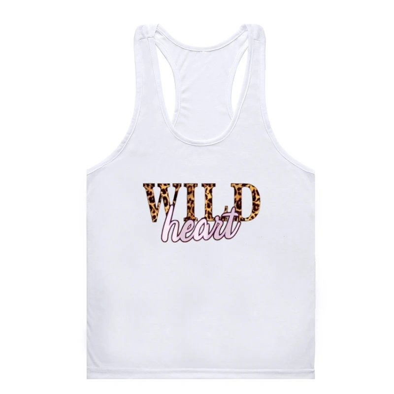 

100% Cotton Summer Woman gym tank top men S-5XL Plus Size Women Gym t-gym tank top men man Wild Heart Letter Print Gym t-gym tan