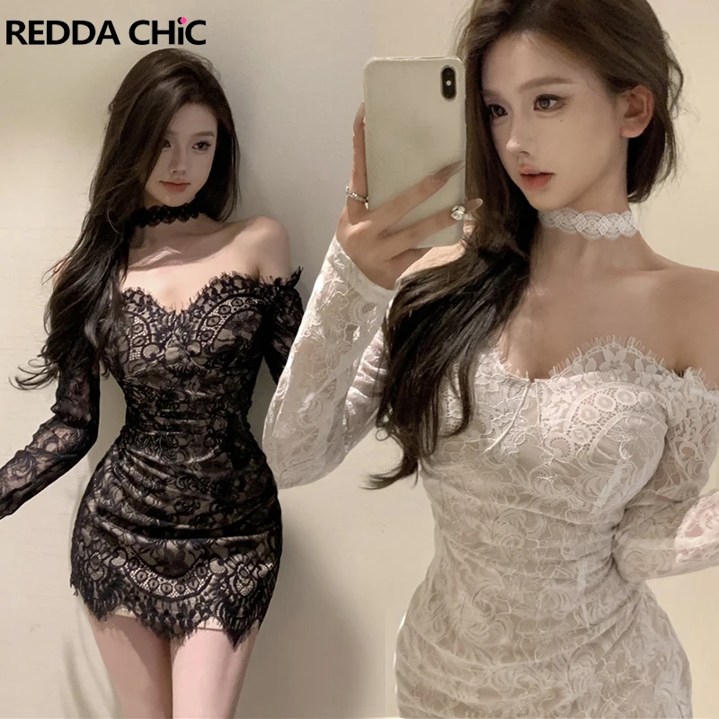 

Соблазнительный женский облегающий корсет REDDACHiC с длинными рукавами и цветочным кружевом, без бретелек, простой облегающий корсет, мини-платье, Desire цельнокроеная летняя одежда