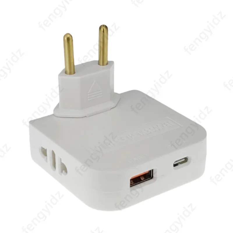 EU Plug Adapter 4-in-1 Rotatable EU Travel Adapter 180&deg; Swivel Socket USBC & USB Ports Universal Charger for Global Devices