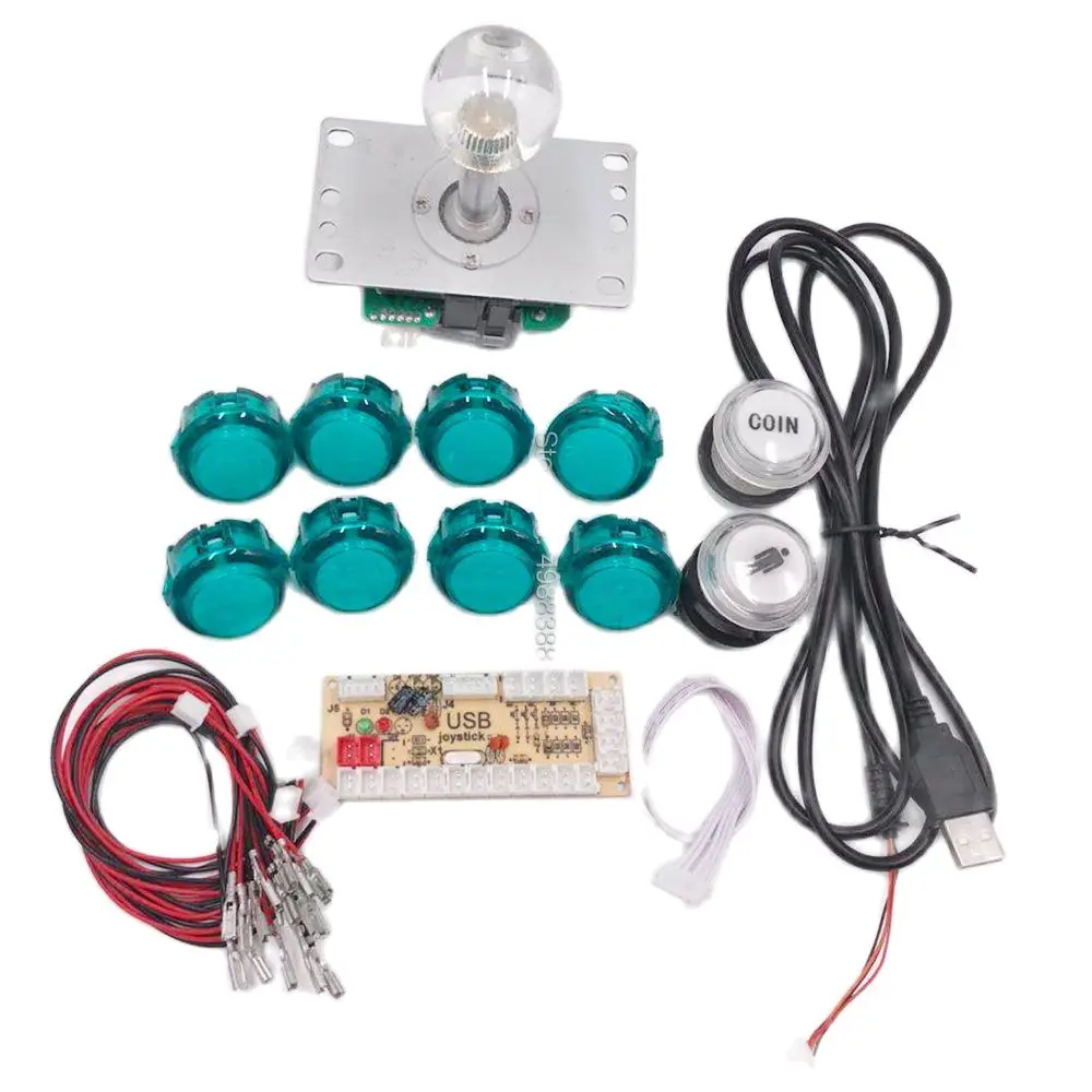 Encoder USB Zero Delay Per Windows Kit Arcade Fai Da Te 2 Giocatori - 2 Encoder USB Zero Delay + 2 Joystick + 20 Pulsanti LED, Colori Rosso E Blu Kit 2 Giocatori Joystick E Pulsanti LED