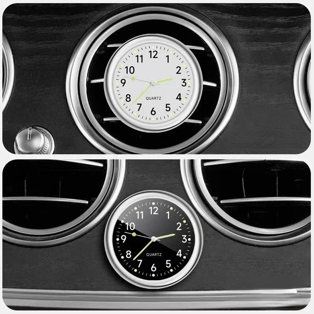 1pc Mini Car Clock Luminous Automobiles Internal Stick-On Quartz White 40mm Clocks Auto Watch Ornament Mechanics Digital Bl W8I4