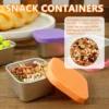 4Pcs Stainless Steel Snack Salad Box with Silicone Lid 2/6oz Leakproof Portable Stackable Sauce Container Dressing Food Storage 2