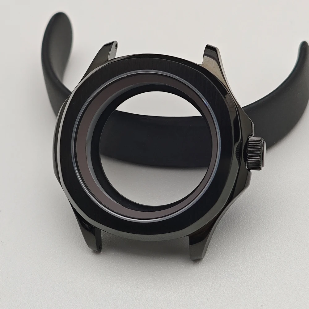 Black Steel Watch Case with Chapter Ring and Sapphire Glass, 39.5mm