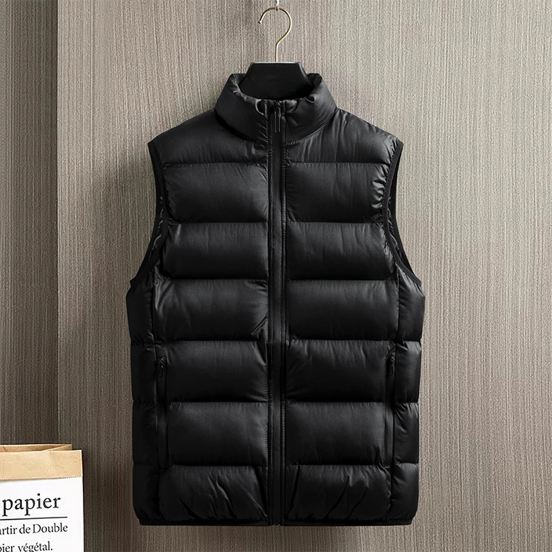 

Brand Clothing Men Vests Jacket Warm Sleeveless Jackets Winter Waterproof Zipper Coat Autumn Stand-Up Collar Casual Waistcoat