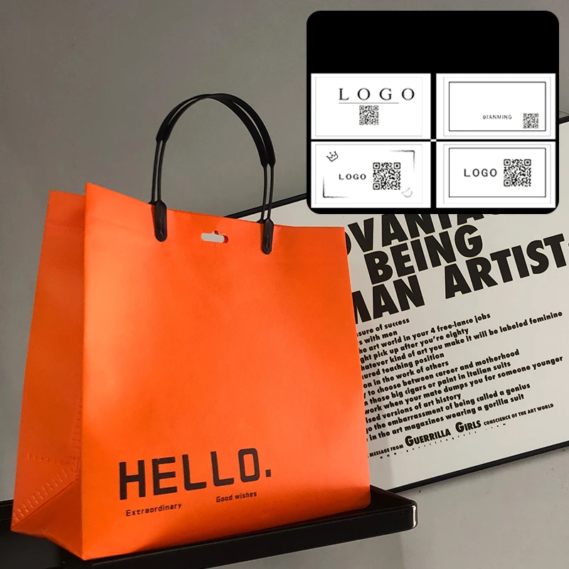 StoBag 10pcs Orange Non-woven Tote Bags Shopping Fabric Woman Fashion Eco Storage Reusable Large Pouches Custom Logo(Extra Fee) 3