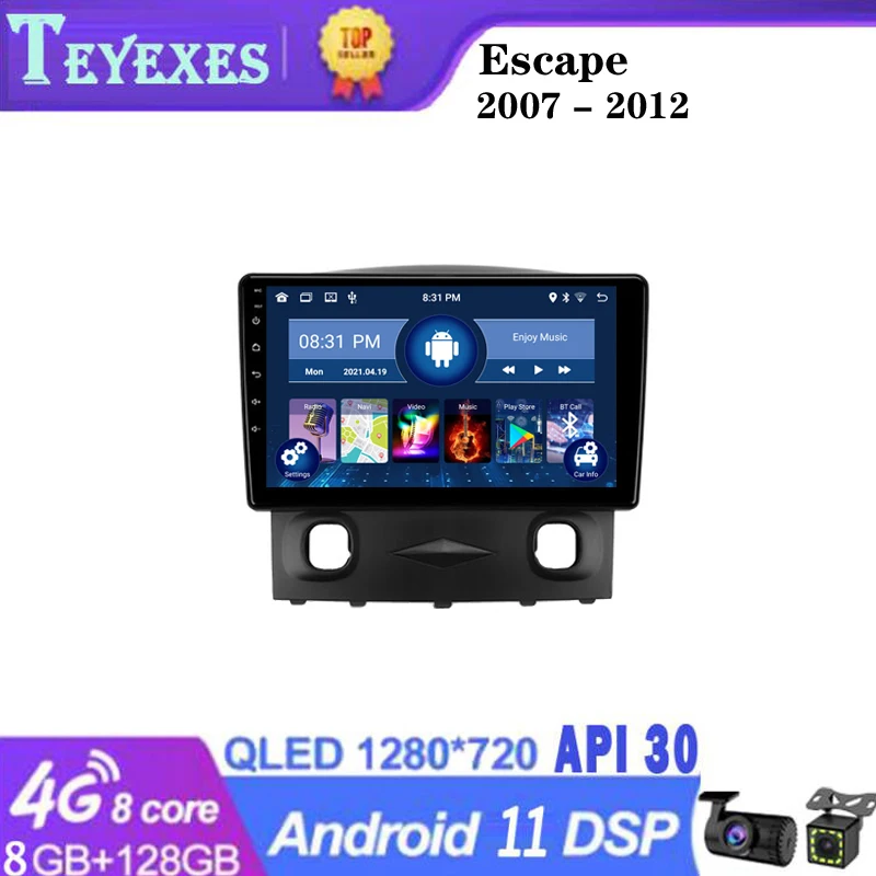 

TEYEXES Carradio For Ford Escape 1 2007 - 2012 Car Radio Stereo Multimedia Video Player Navigation GPS Android 11 2din 2 Din