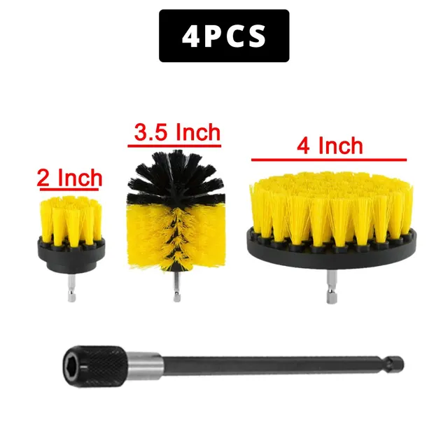 4Pc Electric Drill Brush Kit Cleaning Brush Nylon Scrubber Brush For