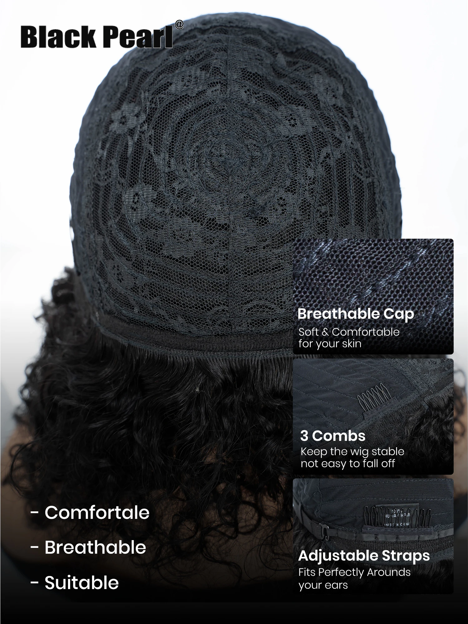 Sleek Jerry Curly Wig With Bangs Human Hair Short Pixie Cut Fringe Style Natural Curly Perruque Lightweight Tangle-Free Human Hair Wigs