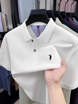 Polo a maniche corte ricamata in pony di moda di lusso da uomo di marca estiva nuova maglietta Paul di fascia alta per il tempo libero e il tempo libero