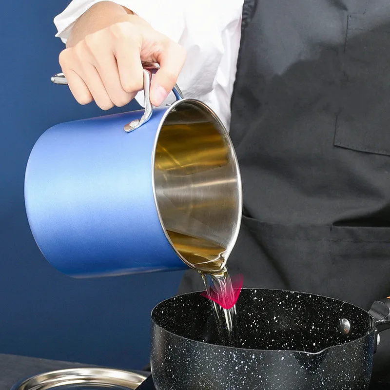 Filtro Olio In Acciaio Inox 304 Da 1,5L - Set Completo Con Rete E Coperchio Per Cucina - Foto 4