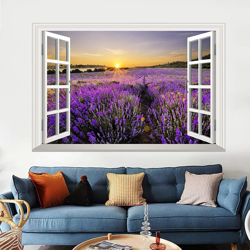 

Self-adhesive Wall Stickers False Windows Painting Living Room Decoration Landscape Sofa Background Wall Painting Bedroom Poster