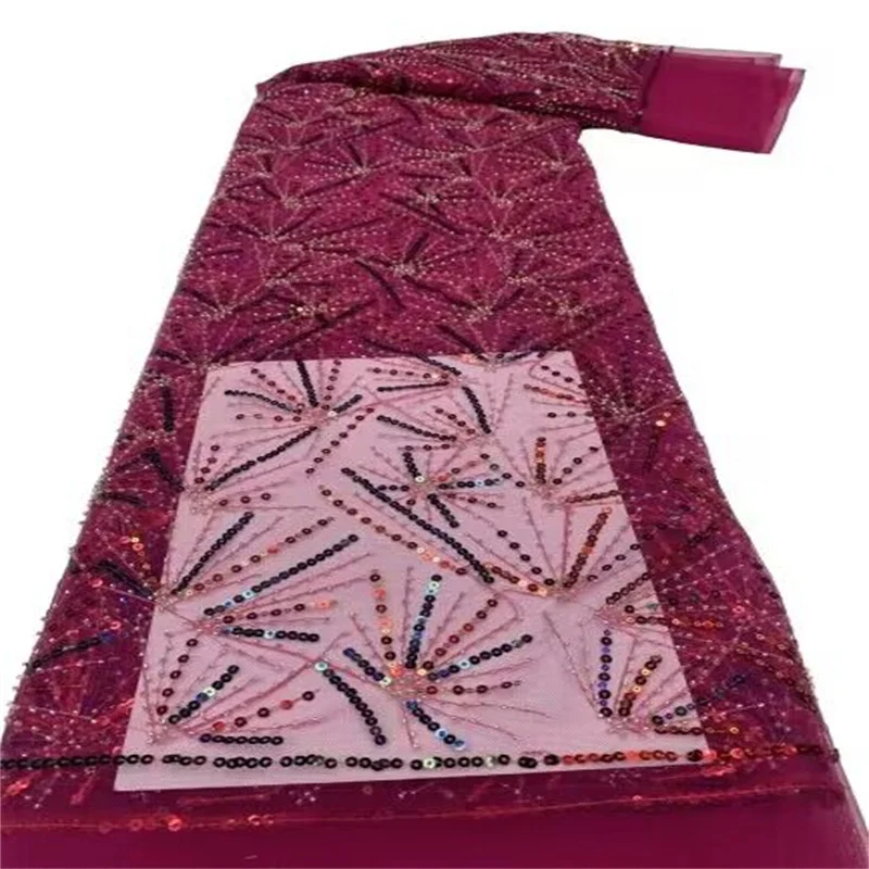 

Роскошная африканская свадебная ткань с блестками 2023 фиолетовая Высококачественная нигерийская кружевная французская Тюлевая ткань с блестками для шитья платья