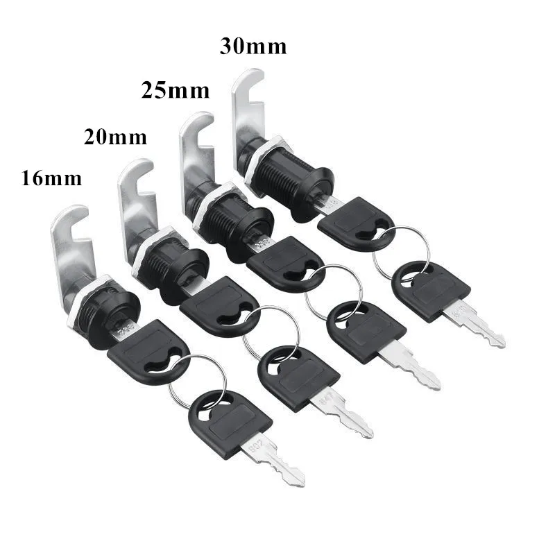 5Pcs 16/20/25/30mm Black Cabinet Cam Lock Mailbox Cupboard Box Locker Drawer Cylinder Lock With 2 Keys Furniture Hardware