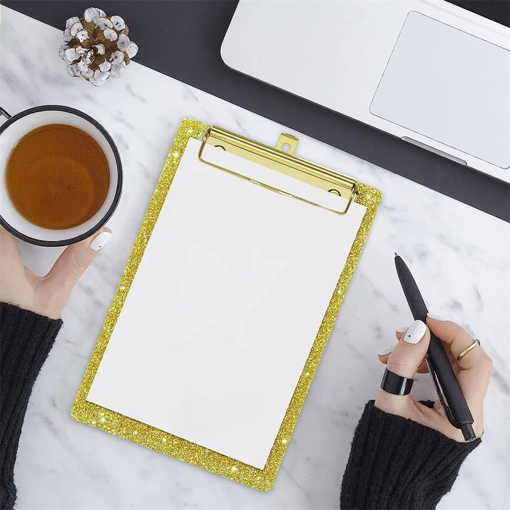 Glitter Folder Board A4 File Folder Clipboard Writing Pad Memo Clip Board Clips Test Paper Storage Organizer Office School Suppl