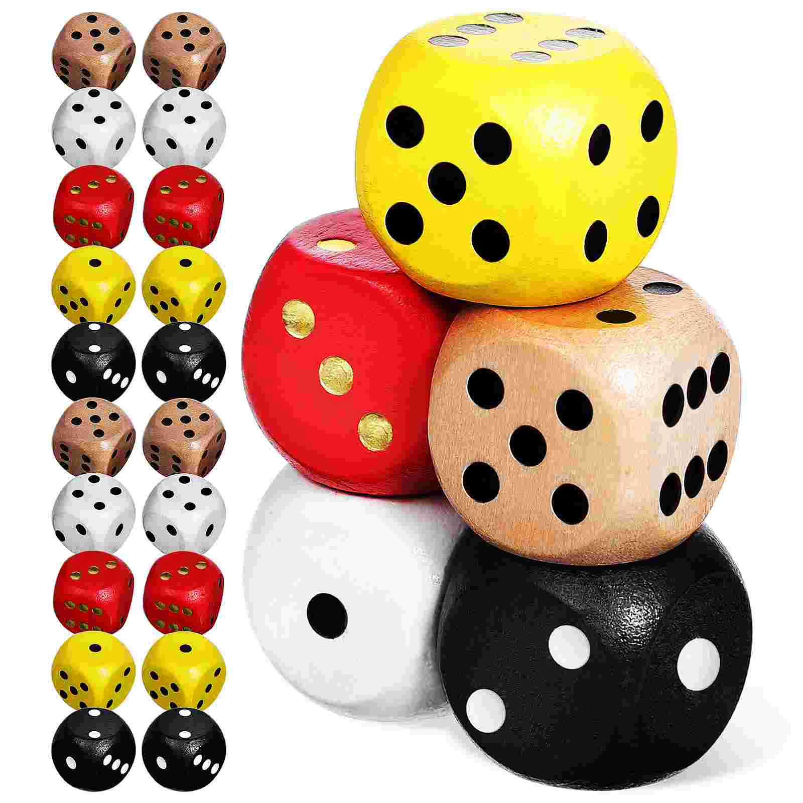 

25pcs Decorative Dice Playing Game Dice Party Dice Colorful Dice Wood Dice Dice