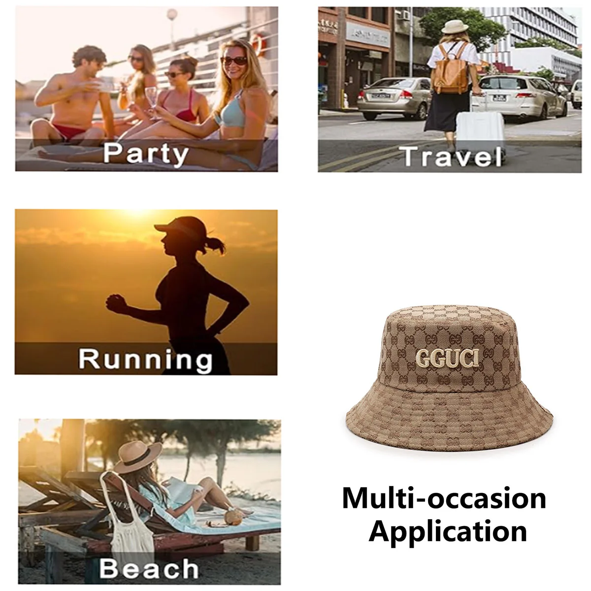 Unisex Black and White Embroidered Letters Personalized Bucket Hat Fisherman Hat Outdoor Leisure Hat Sun Protection Hat