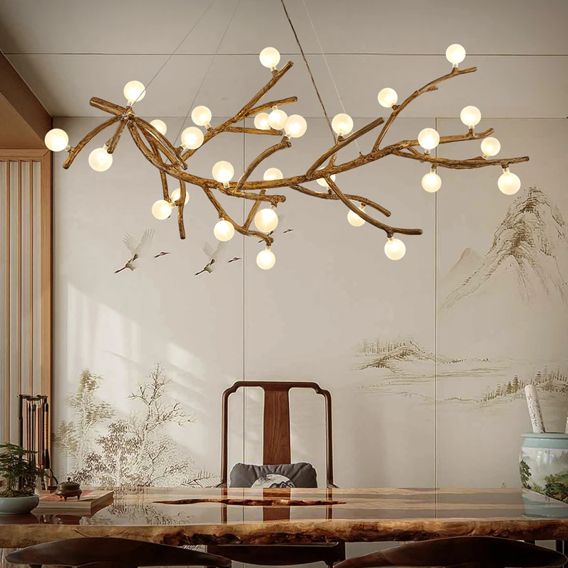 Vintage Tree Branches Chandelier Resin Pendant Lights for Living Room Home Decor Lustres Led Light Fixtures