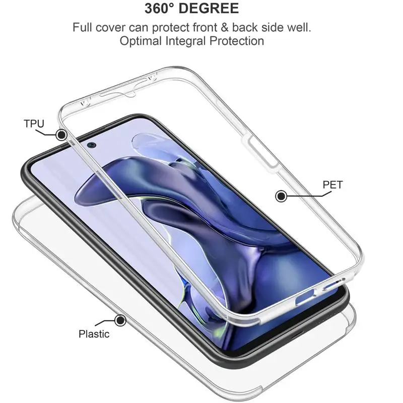 360 Degree Double Clear Full Body Phone Case