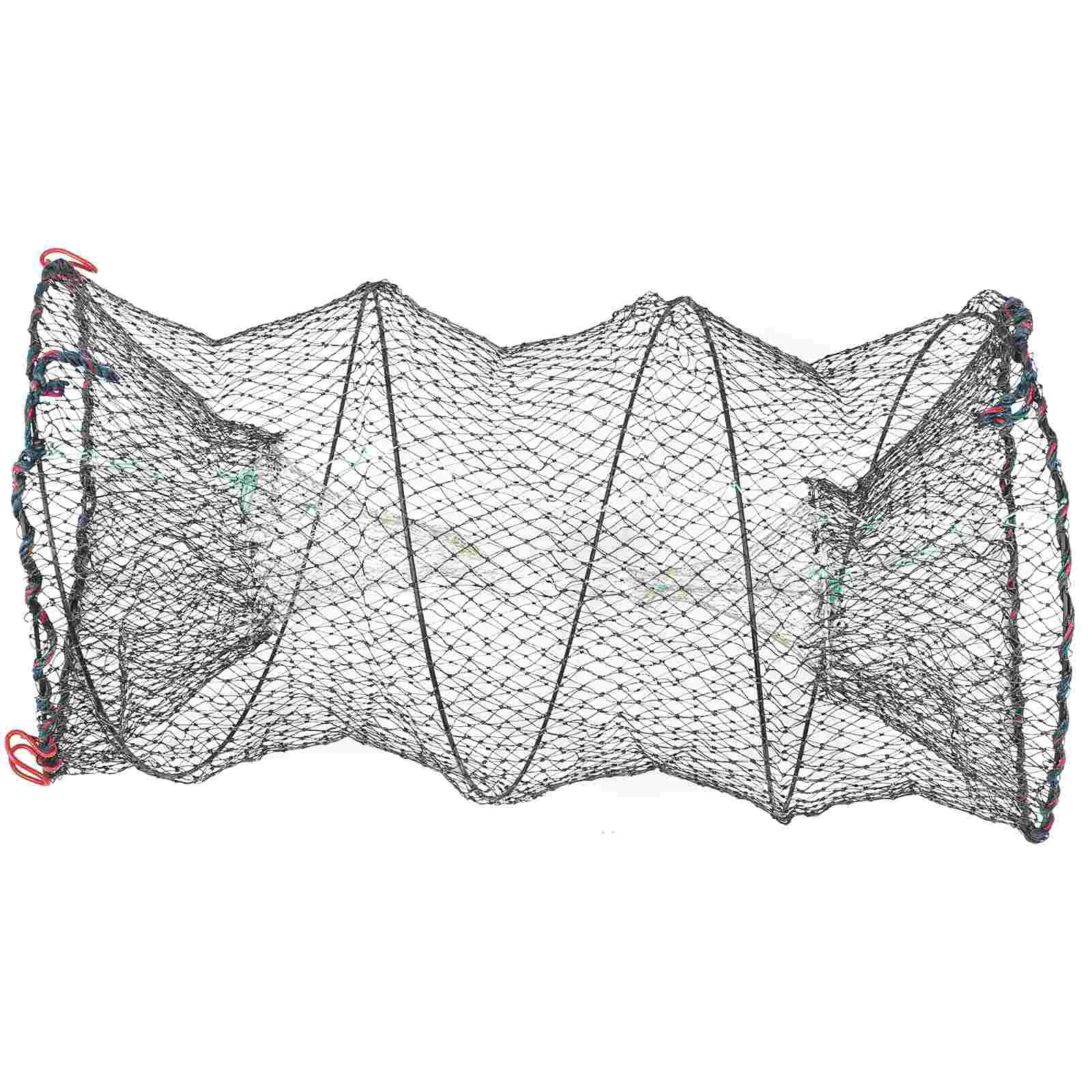 

1PC Foldable Bait Cast Mesh Trap Net Portable Fishing Landing Net Shrimp Cage for Fish Lobster Prawn Crayfish Crab (Dense Mesh,