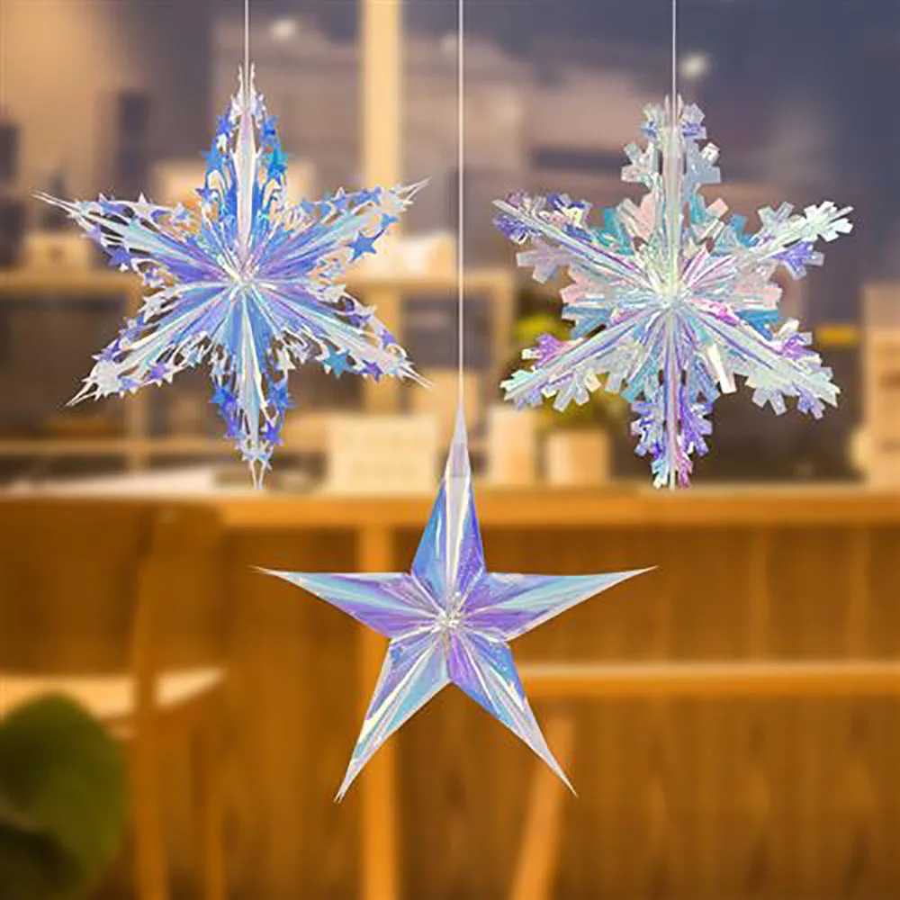 Confetti Glitter Artificial Snowflakes Paper Garland Christmas Decoration  Wall Ceiling Hanging Pendants Ornaments Wedding Decor