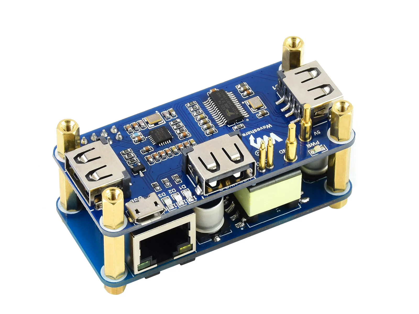 Waveshare Poe Ethernet / Usb Hub Hat Per Raspberry Pi Zero/ Zero W / Zero Wh, 3X Usb 2.0 Porte, 802.3Af-Conforme