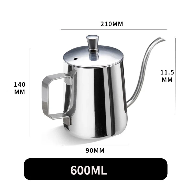 304 Stainless Steel 250ML/350ml Long Narrow Spout Coffee Pot Gooseneck Kettle Hand Drip Kettle Pour Over Coffee with Lid