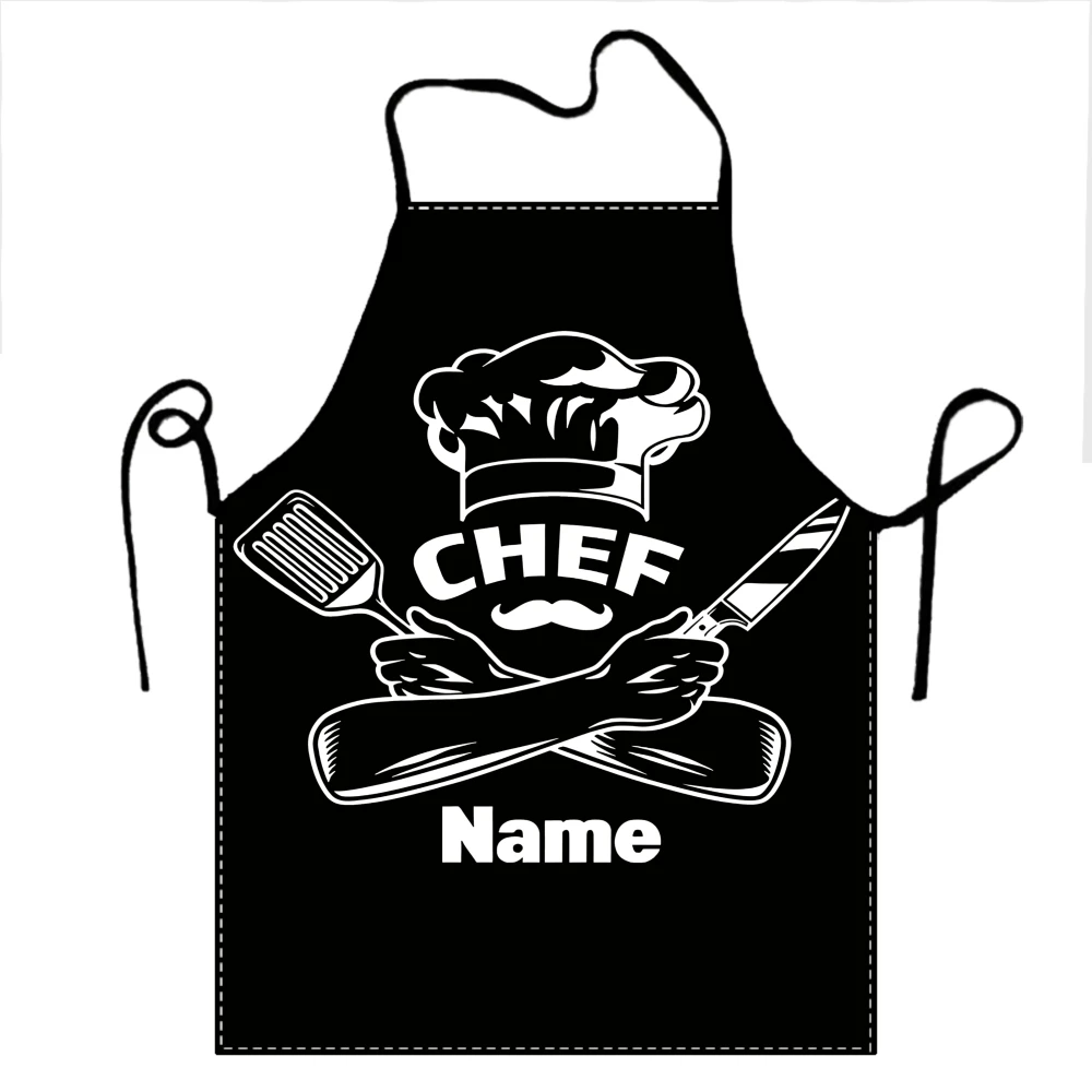 Aangepaste naam patroon chef-kok hoed koken schort voor vrouwen mannen Unisex Bib keuken koken Tablier keuken chef-kok bakken